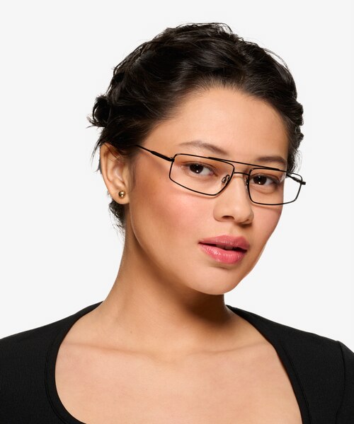 Altitude Shiny Black MetalEyeglass Frames for Women from EyeBuyDirect