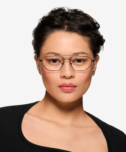 Foxtrot Shiny Black Tortoise MetalEyeglass Frames for Women from EyeBuyDirect