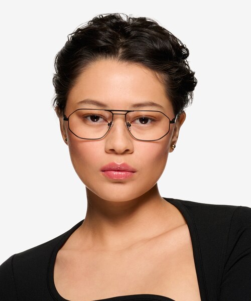 Quebec Matte Black MetalEyeglass Frames for Women from EyeBuyDirect
