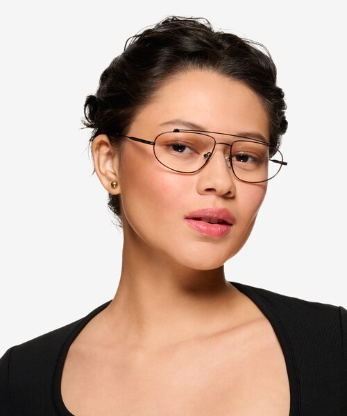 Uniform Matte Black MetalEyeglass Frames for Women from EyeBuyDirect