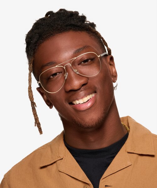 Zest Matt Gold MetalEyeglass Frames for Men from EyeBuyDirect