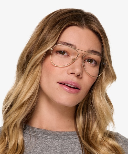 Zest Matt Gold MetalEyeglass Frames for Women from EyeBuyDirect