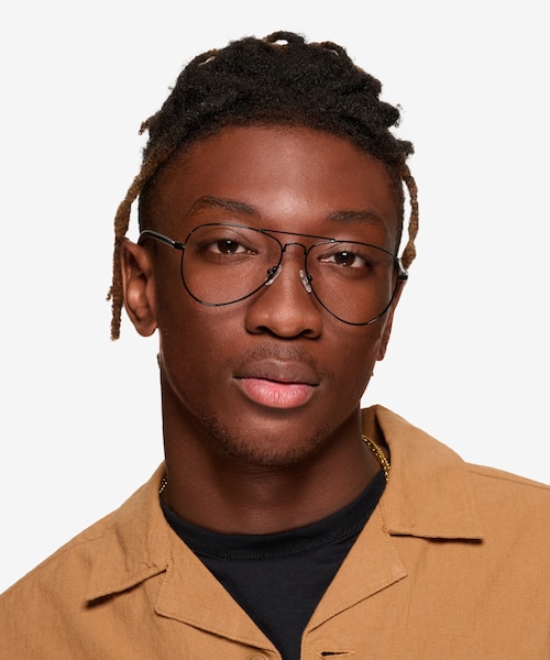 Zest Shiny Black MetalEyeglass Frames for Men from EyeBuyDirect