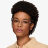Delilah Shiny Gold Blue MetalEyeglass Frames for Women from EyeBuyDirect