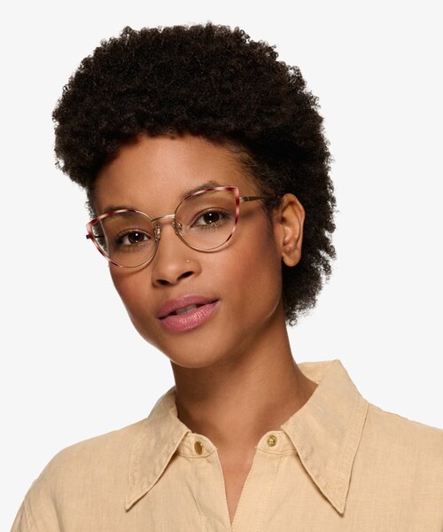 Delilah Matte Gold Tortoise MetalEyeglass Frames for Women from EyeBuyDirect
