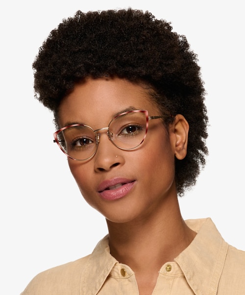 Delilah Matte Gold Tortoise MetalEyeglass Frames for Women from EyeBuyDirect