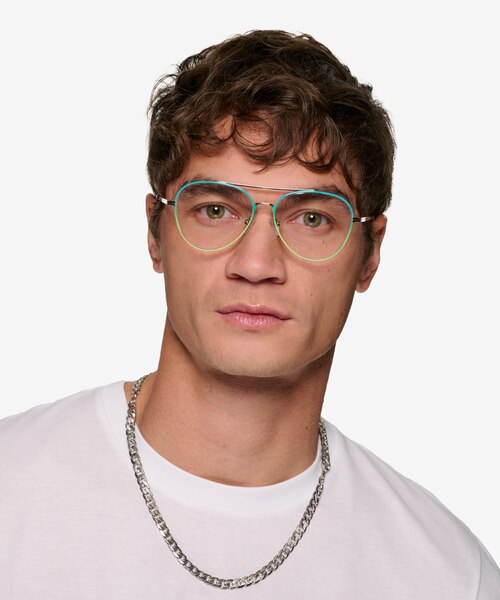 Sparkle Gradient Blue MetalEyeglass Frames for Men from EyeBuyDirect