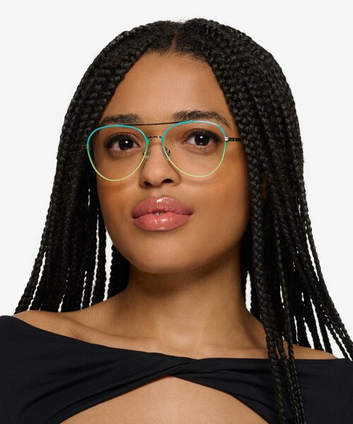 Sparkle Gradient Blue MetalEyeglass Frames for Women from EyeBuyDirect