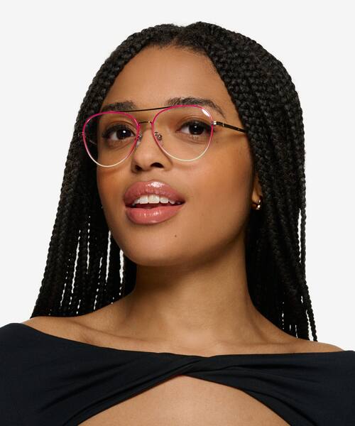 Gradient Red Sparkle -  Metal Eyeglasses