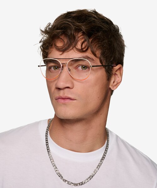 Sparkle Gradient Orange MetalEyeglass Frames for Men from EyeBuyDirect
