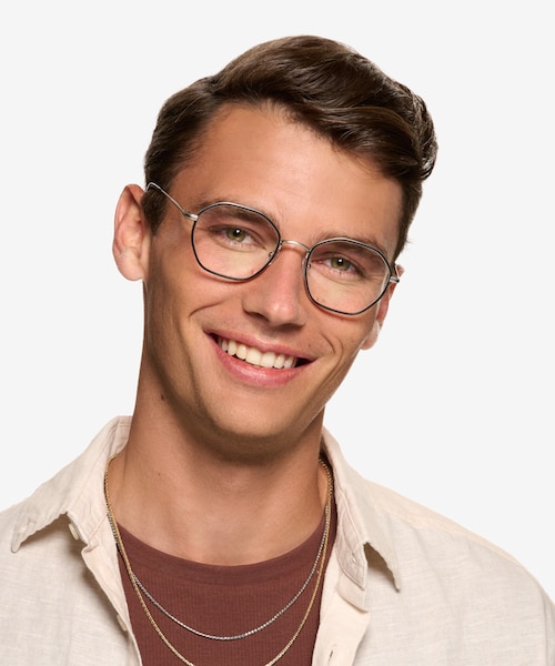 Frances Matte Silver Black MetalEyeglass Frames for Men from EyeBuyDirect