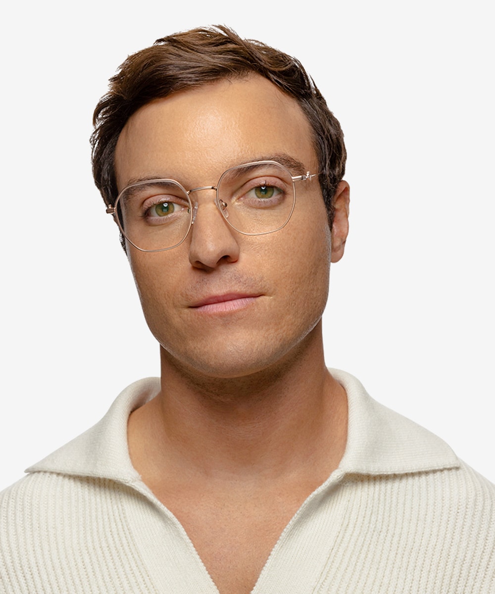 ayakook♡ Aiko Geometric Matte Rose Gold Full Rim Eyeglasses