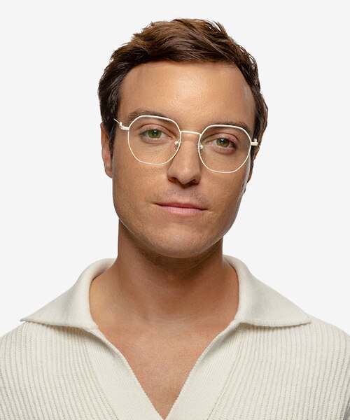 Aiko Pearly White MetalEyeglass Frames for Men from EyeBuyDirect