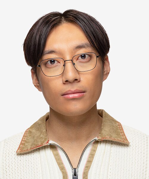 Manifest Shiny Black MetalEyeglass Frames for Men from EyeBuyDirect