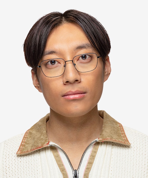 Manifest Shiny Black MetalEyeglass Frames for Men from EyeBuyDirect