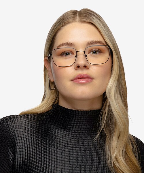 Manifest Shiny Black MetalEyeglass Frames for Women from EyeBuyDirect