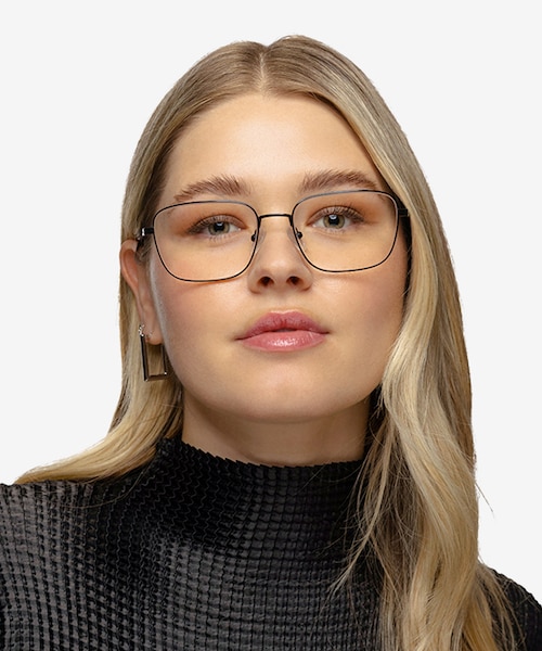 Manifest Shiny Black MetalEyeglass Frames for Women from EyeBuyDirect