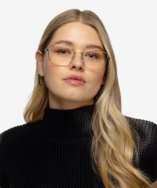 Manifest Shiny Gold MetalEyeglass Frames for Women from EyeBuyDirect