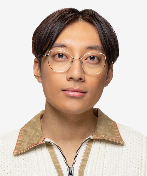 Desire Shiny Gold White MetalEyeglass Frames for Men from EyeBuyDirect