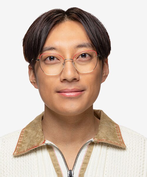 Desire Shiny Gold Red MetalEyeglass Frames for Men from EyeBuyDirect