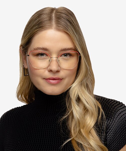 Desire Shiny Gold Red MetalEyeglass Frames for Women from EyeBuyDirect