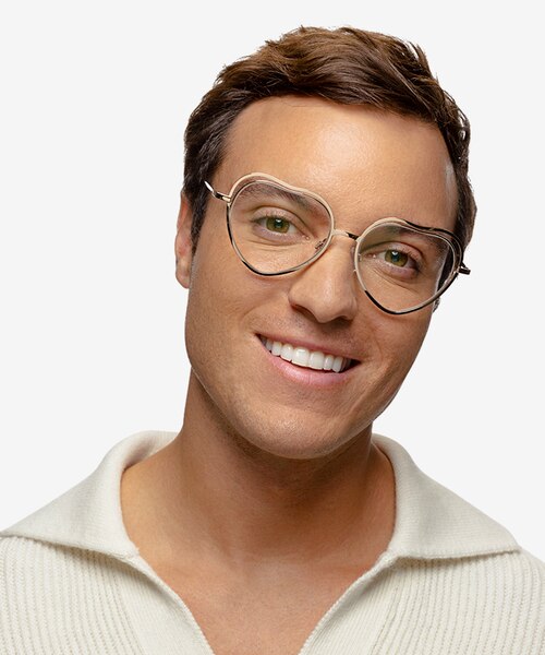 Philomena Shiny Gold MetalEyeglass Frames for Men from EyeBuyDirect