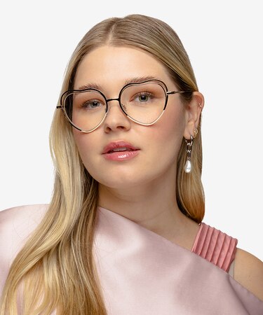 Shiny Gold Philomena -  Metal Eyeglasses