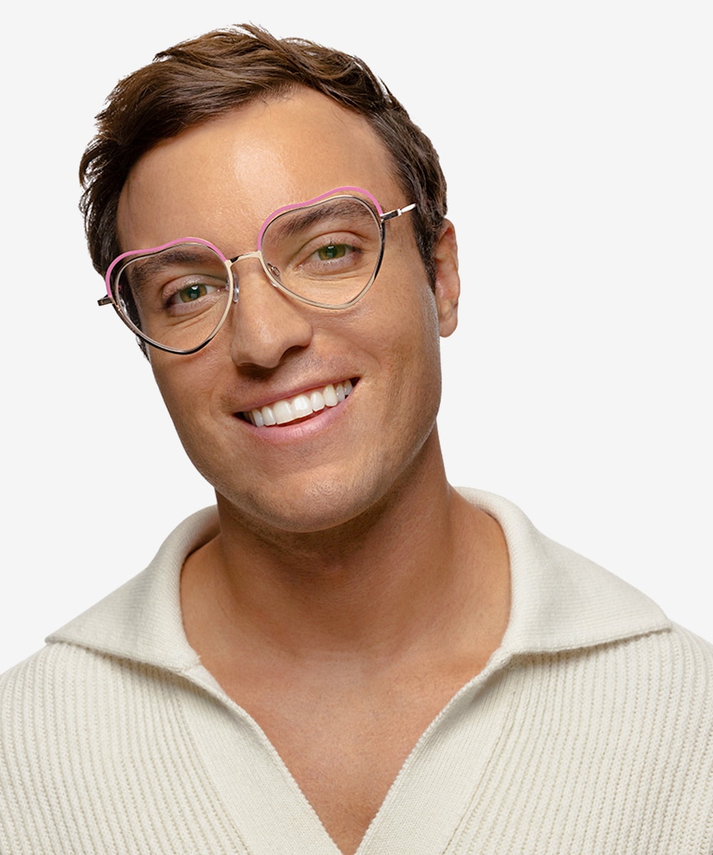 Philomena Heart Pink Shiny Gold Glasses for Women | Eyebuydirect