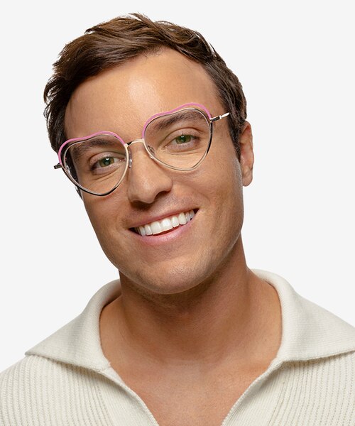 Philomena Pink Shiny Gold MetalEyeglass Frames for Men from EyeBuyDirect