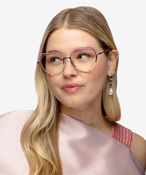 Pink Shiny Gold Philomena -  Metal Eyeglasses