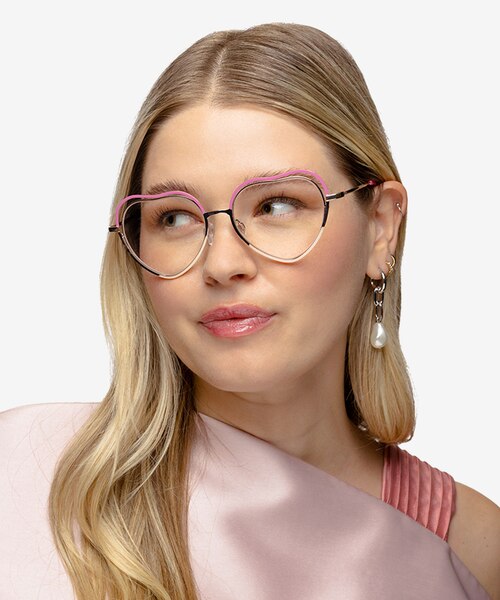 Philomena Pink Shiny Gold MetalEyeglass Frames for Women from EyeBuyDirect