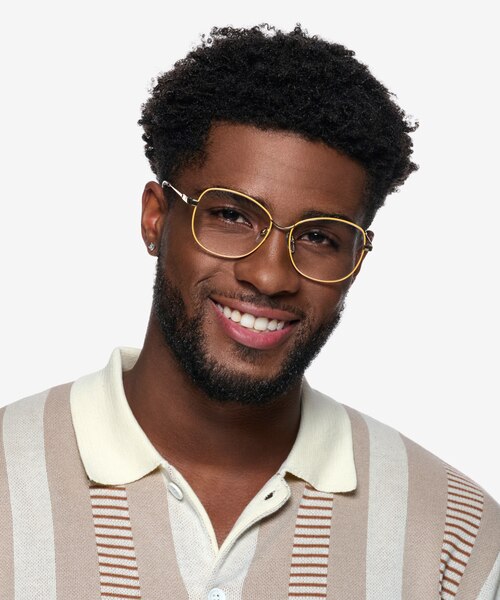 Maude Yellow Gold MetalEyeglass Frames for Men from EyeBuyDirect