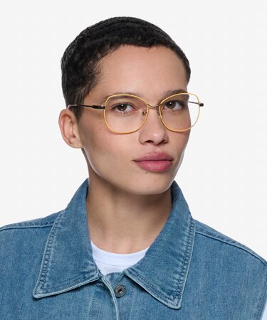 Yellow Gold Maude -  Metal Eyeglasses