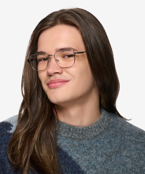 Shiloh Shiny Silver MetalEyeglass Frames for Men from EyeBuyDirect