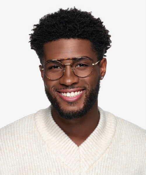 Art Tortoise Gold MetalEyeglass Frames for Men from EyeBuyDirect