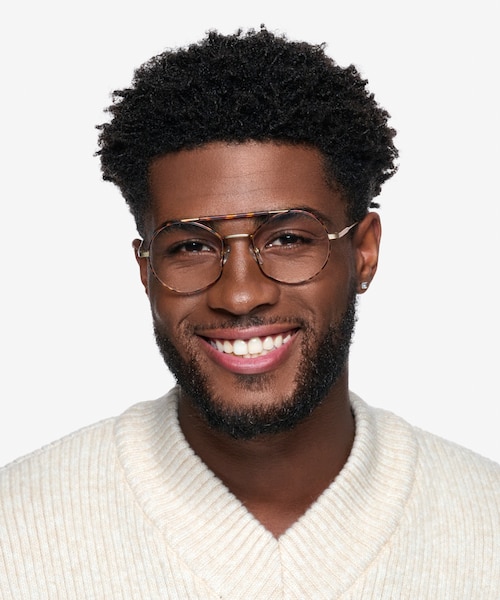 Art Tortoise Gold MetalEyeglass Frames for Men from EyeBuyDirect