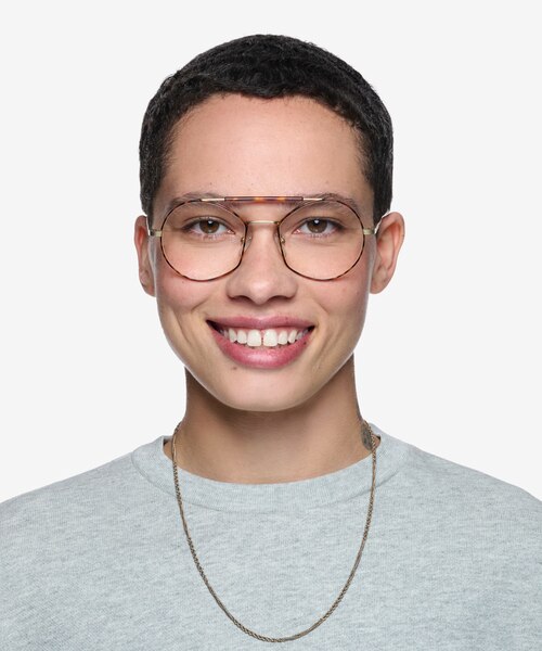 Art Tortoise Gold MetalEyeglass Frames for Women from EyeBuyDirect