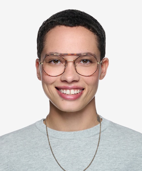 Art Tortoise Gold MetalEyeglass Frames for Women from EyeBuyDirect