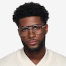 Tatum Navy Matte Silver MetalEyeglass Frames for Men from EyeBuyDirect