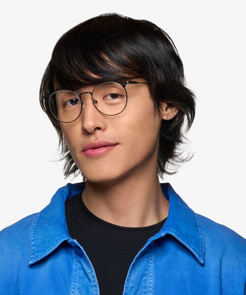 Mastery Black Silver MetalEyeglass Frames for Men from EyeBuyDirect