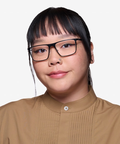 Rev Matte Black Aluminium AlloyEyeglass Frames for Women from EyeBuyDirect