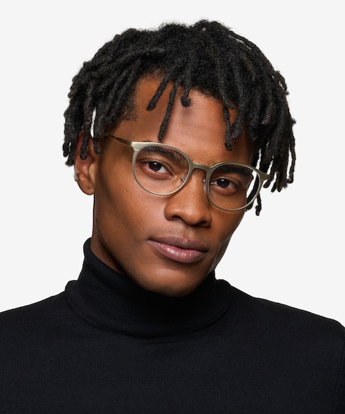 Accel Matte Gold Aluminium AlloyEyeglass Frames for Men from EyeBuyDirect