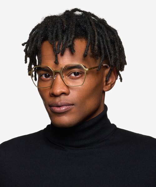 Turbo Matte Gold Aluminium-alloyEyeglass Frames for Men from EyeBuyDirect