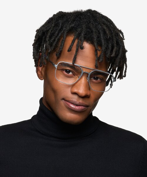 Amp Matte Silver Aluminium-alloyEyeglass Frames for Men from EyeBuyDirect