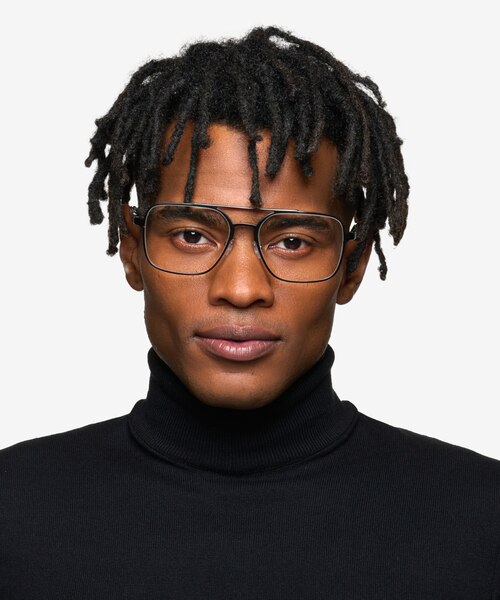 Amp Matte Black Aluminium-alloyEyeglass Frames for Men from EyeBuyDirect