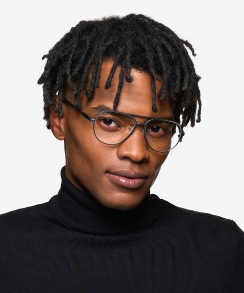 Torque Matte Gunmetal Aluminium-alloyEyeglass Frames for Men from EyeBuyDirect