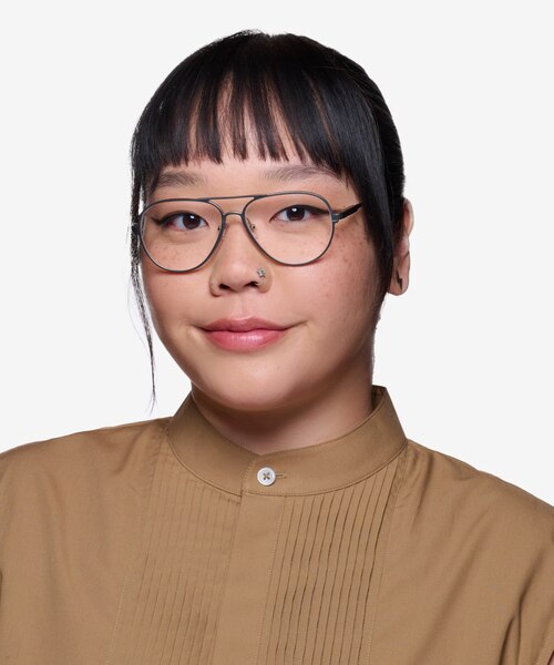 Torque Matte Gunmetal Aluminium-alloyEyeglass Frames for Women from EyeBuyDirect
