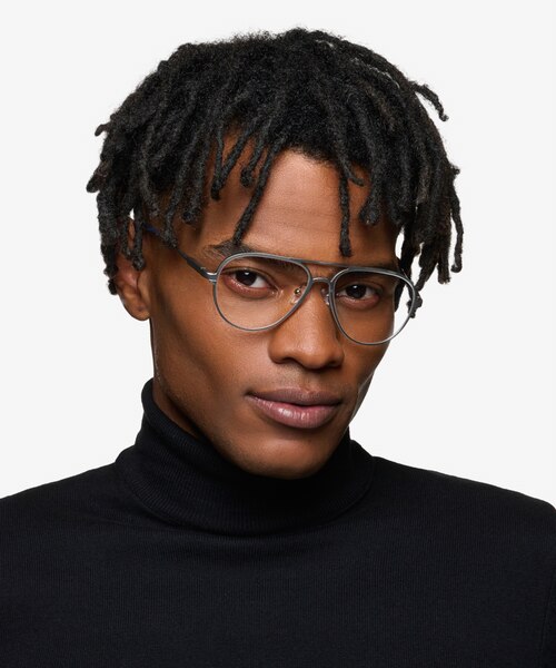 Torque Matte Silver Aluminium-alloyEyeglass Frames for Men from EyeBuyDirect