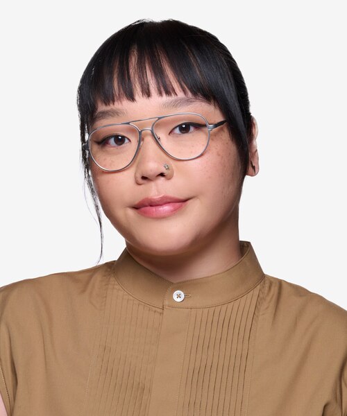 Torque Matte Silver Aluminium-alloyEyeglass Frames for Women from EyeBuyDirect