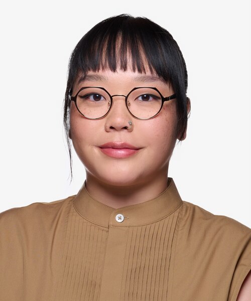 Jet Shiny Gold Black Carbon-fiberEyeglass Frames for Women from EyeBuyDirect